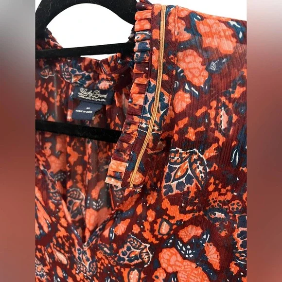 Lucky Brand Boho Sheer Patterned Long-Sleeve Top Size M - Picture 3 of 7